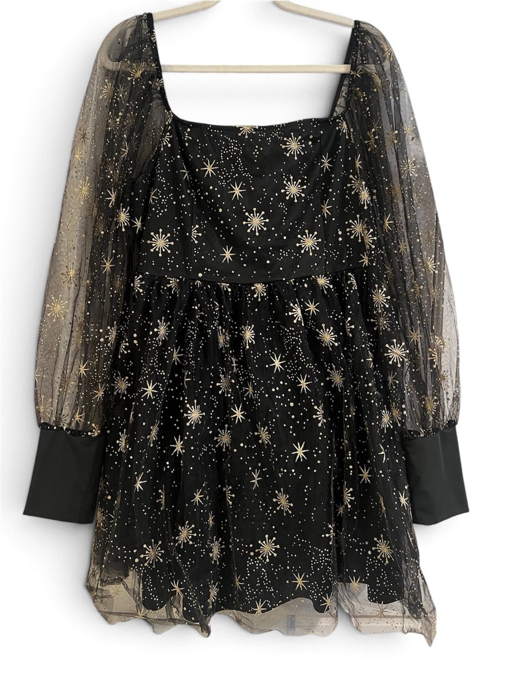 Black & Gold Star Glitter Party Dress